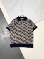 DIOR Oblique Polo Beige/Navy Blue