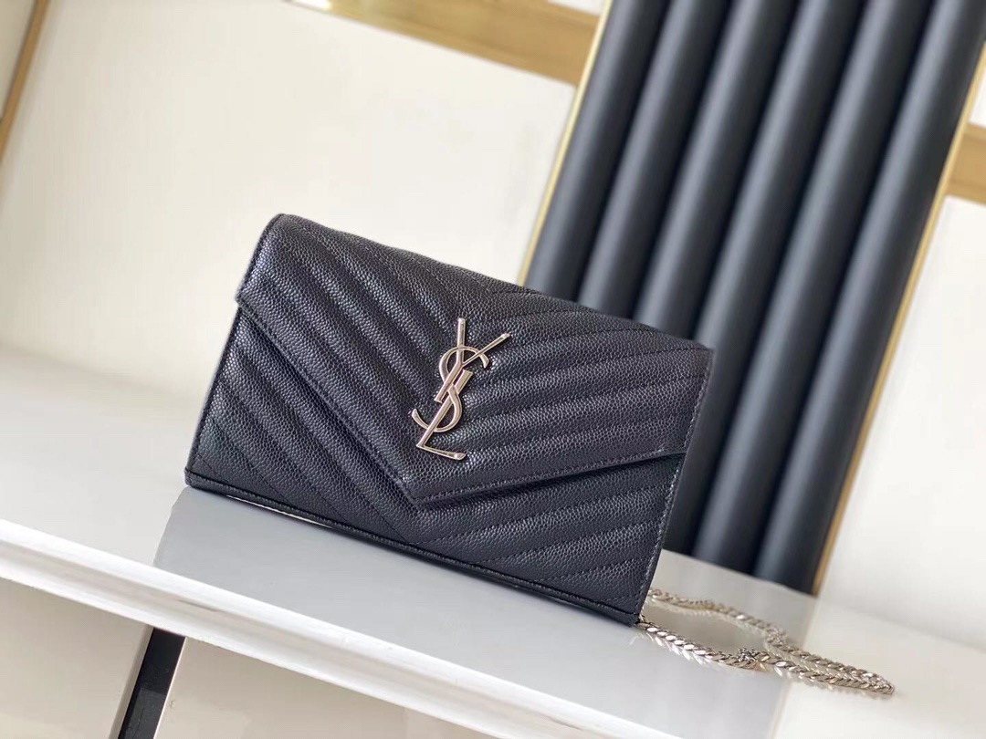 YSL BAG SILVER BLACK