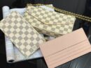 LV pochette white grid