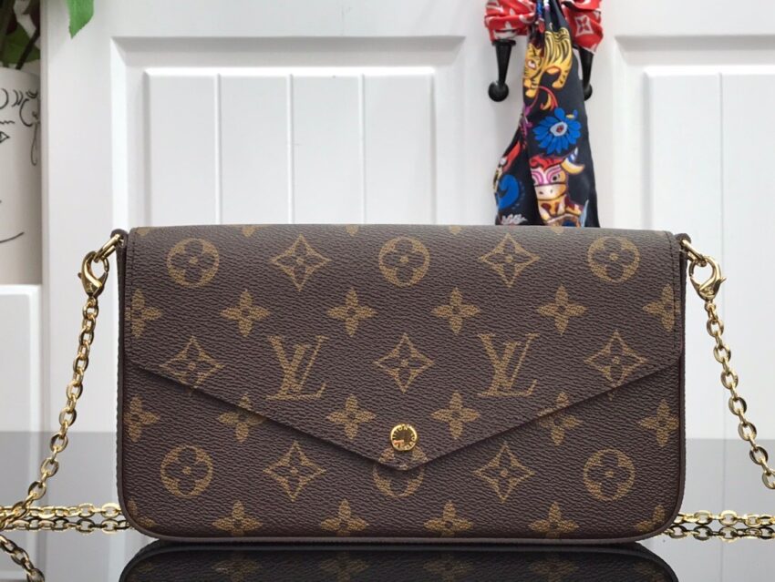 LV pochette brown flower