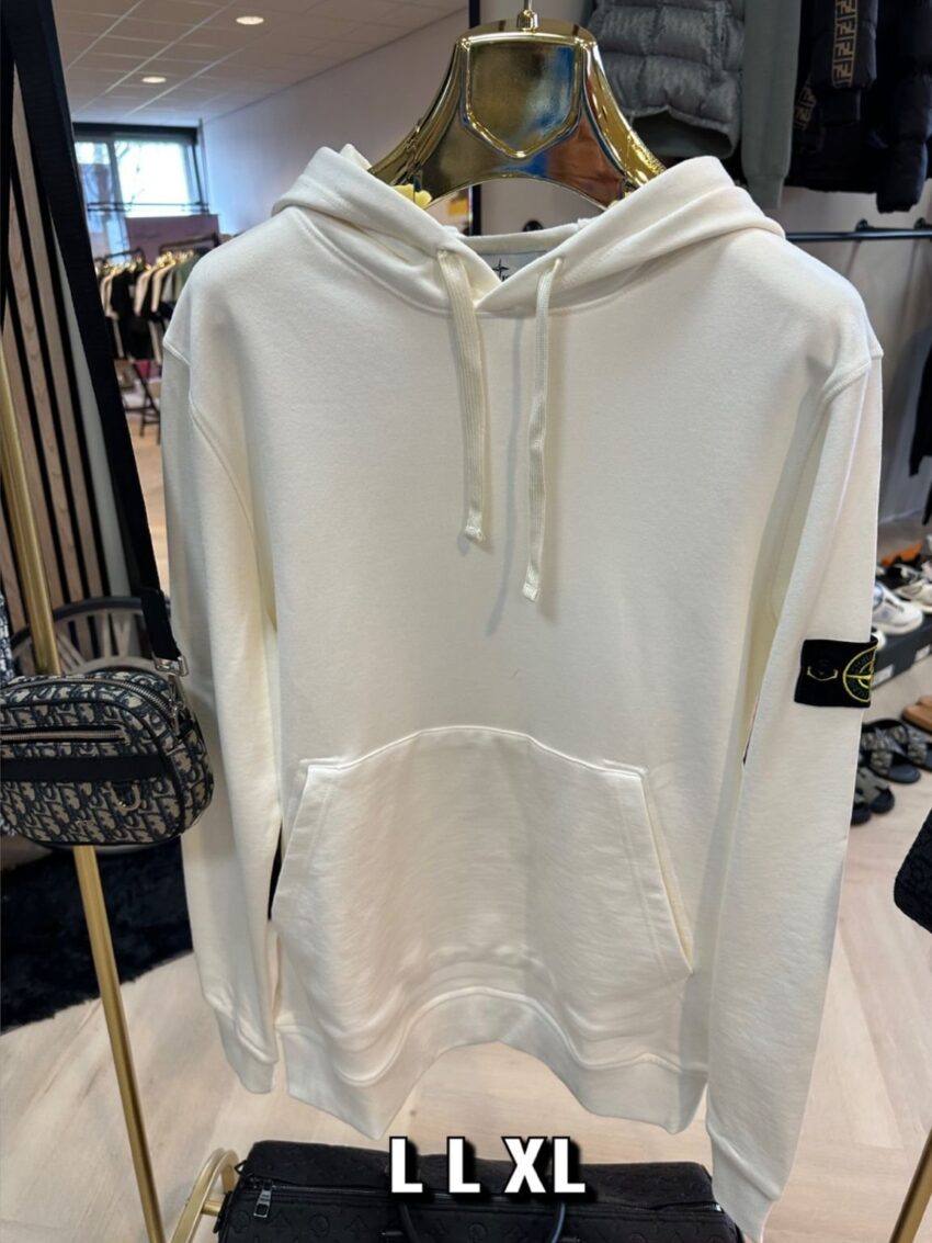 STONE ISLAND Hoodie White and bleu
