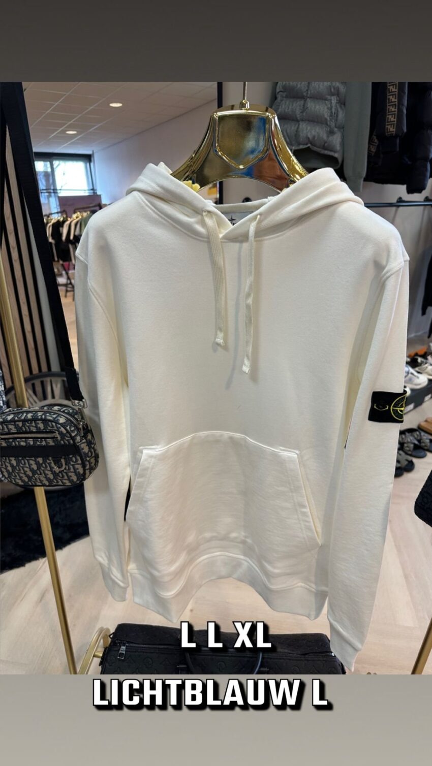 STONE ISLAND Hoodie White and bleu