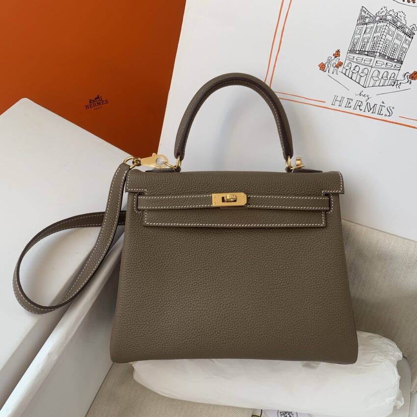 Hermès Kelly 25 - Étoupe - GHW - Afbeelding 8