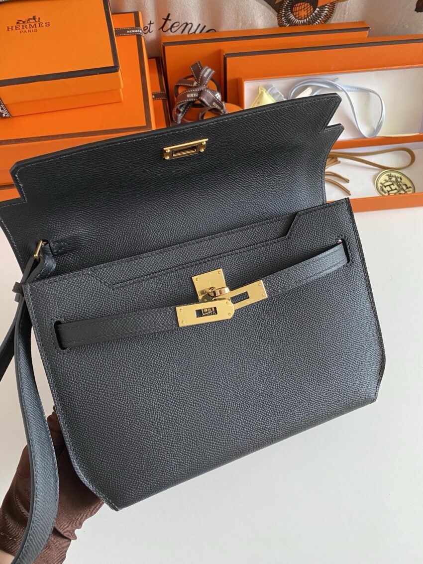 Hermès Kelly Dépêches 25 Leather - Noir - GHW - Afbeelding 5