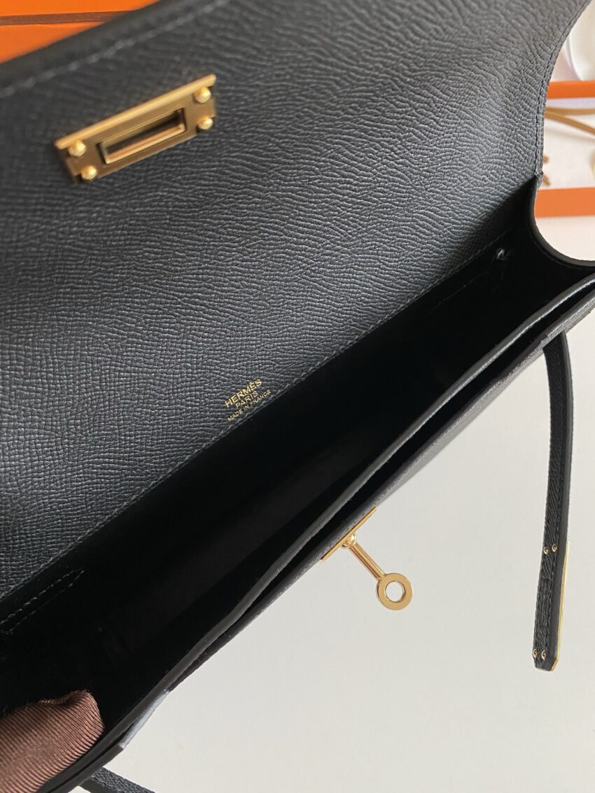 Hermès Kelly Dépêches 25 Leather - Noir - GHW - Afbeelding 6
