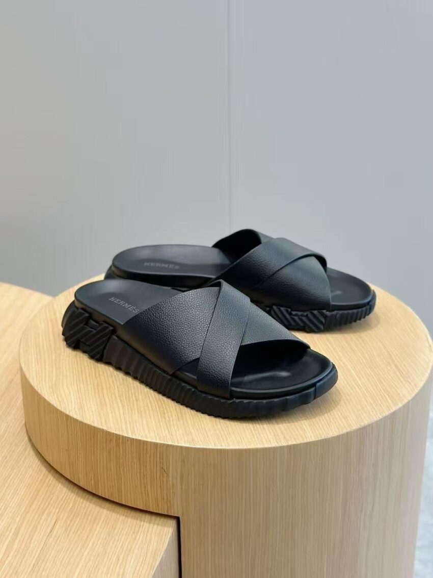 Hermes sandal black on Black