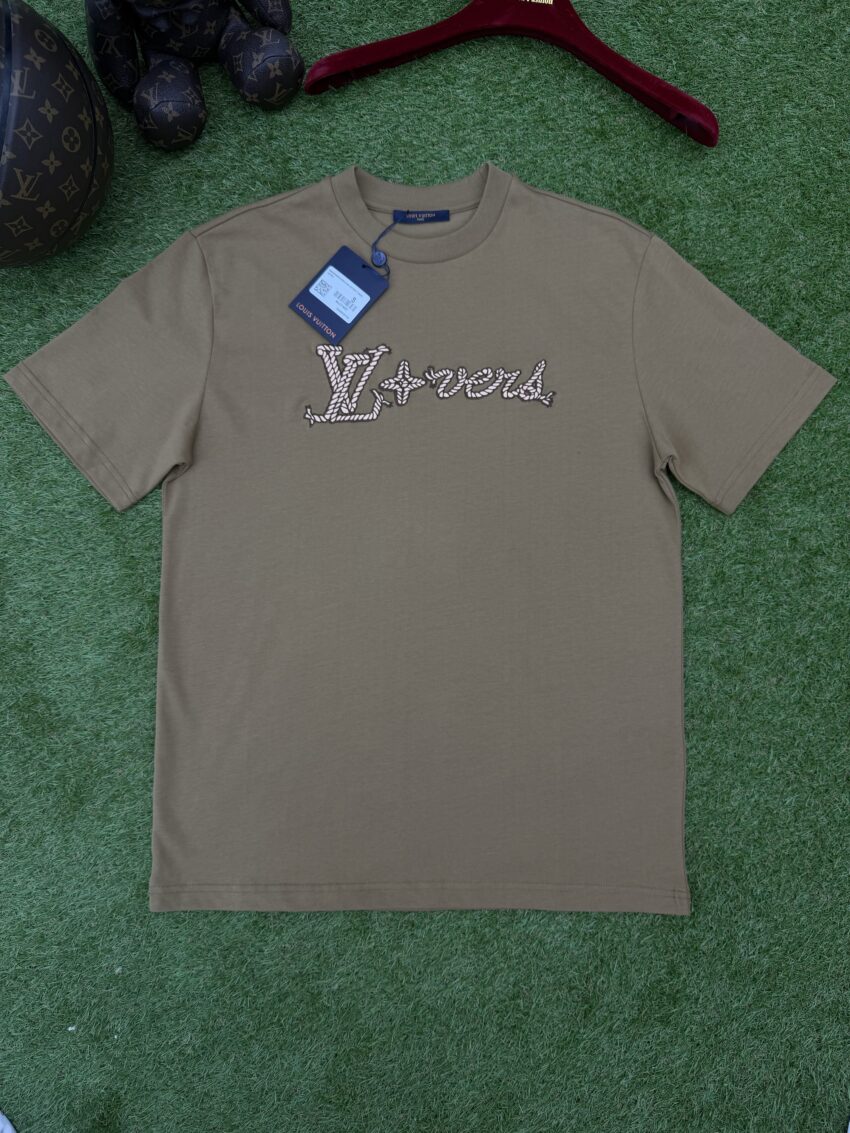 LV Embroiderd Cotton T-shirt - Brown